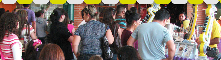 Customers enjoying Lil' Orbits donuts