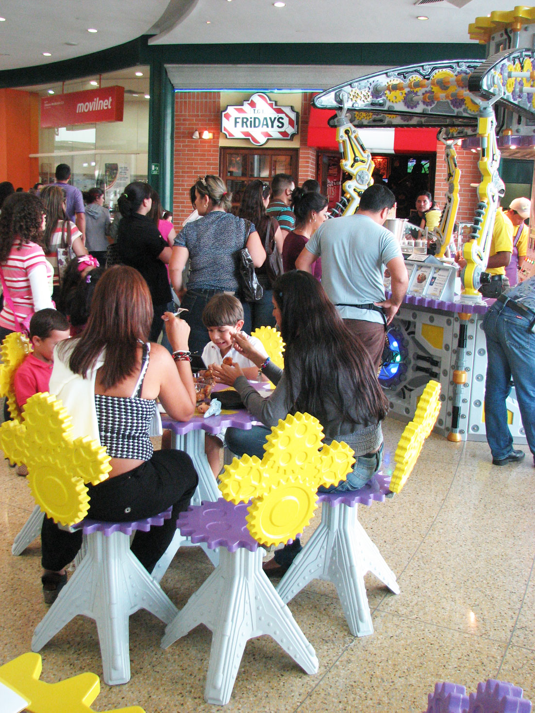 Customers gathered at a Lil' Orbits mini donut stand at DONITAS in Argentina